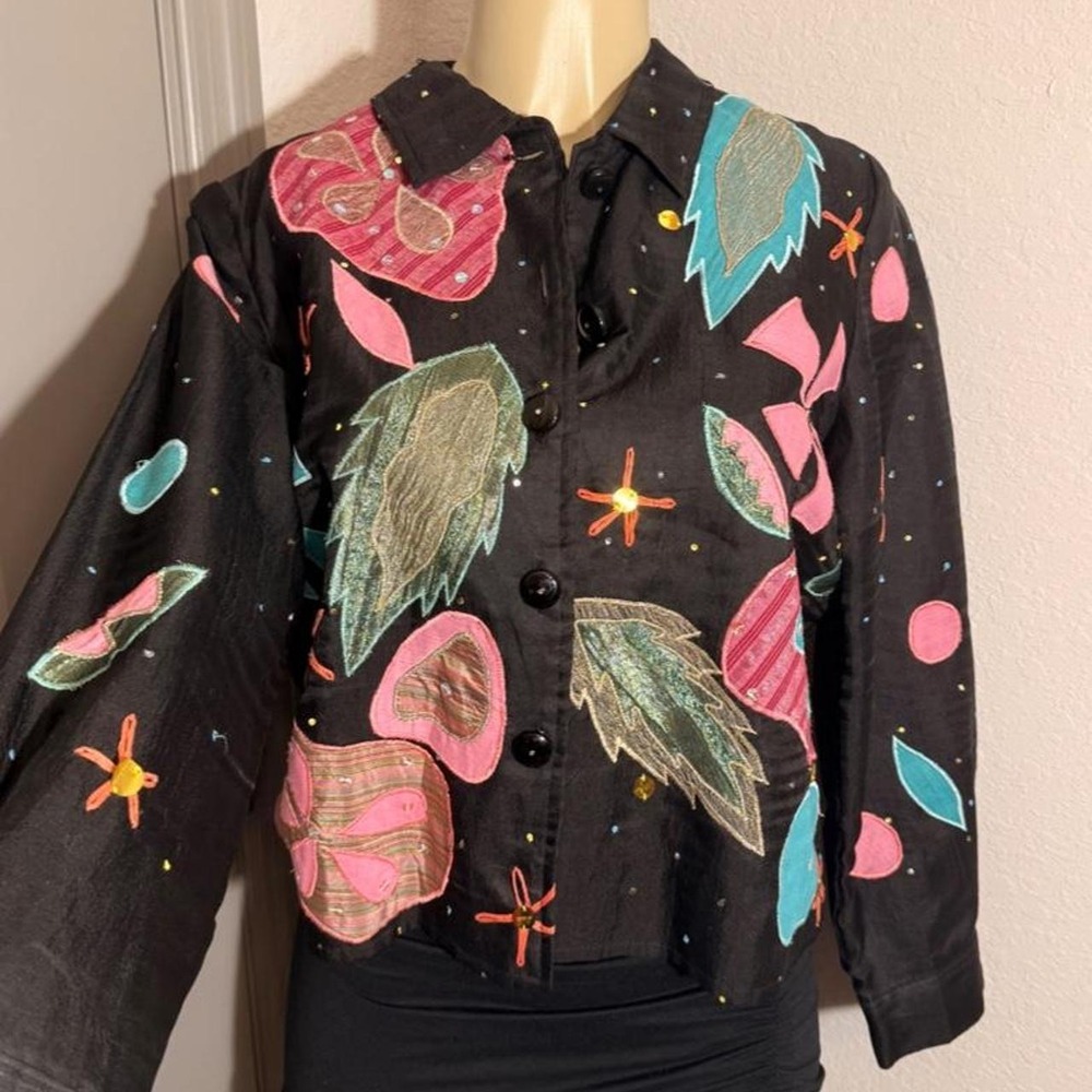 Incredibly unique Sharon Anthony black silk jacket
